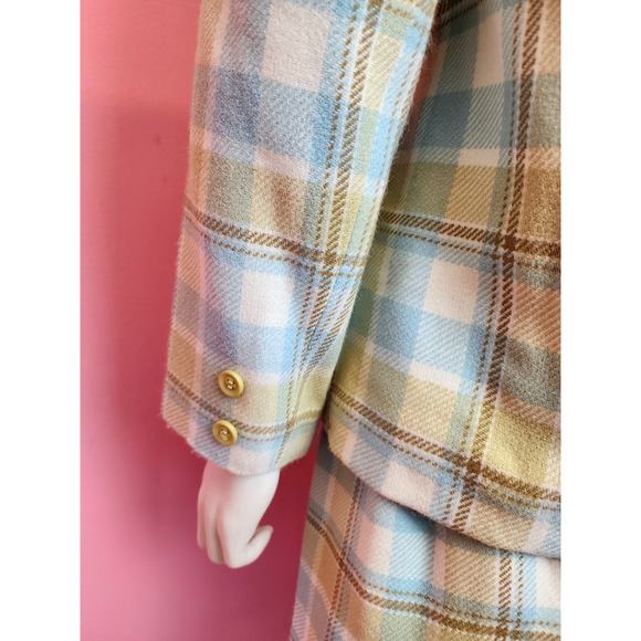 Vintage 1960's Deadstock Plaid in Blue, White, Yellow Skirt Suit | XS to Small - Picture 9 of 14